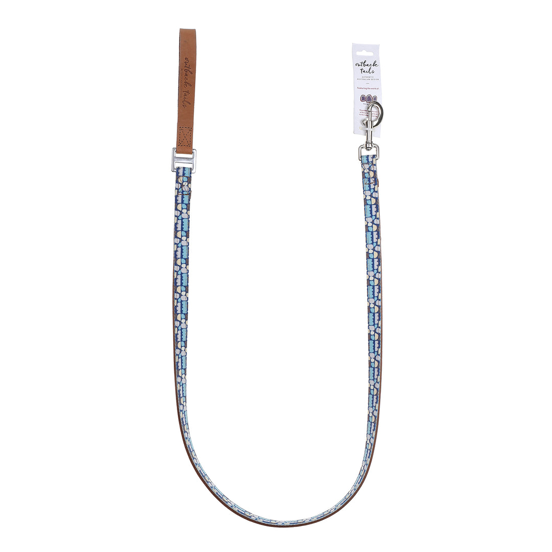 Leather Dog Lead - Puli Puli Blue