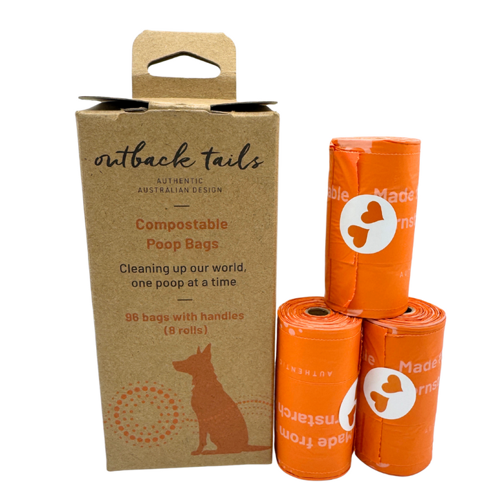 Outback Tails Compostable Bag Roll box of 8 (12 bags/roll)
