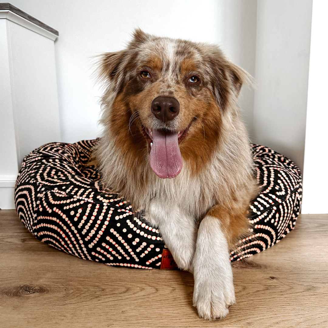 Round Therapeutic Dog Bed - Fire Country Dreaming