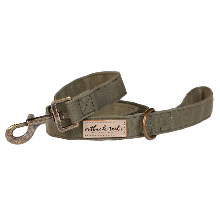 Waxed Canvas Dog Lead - Green