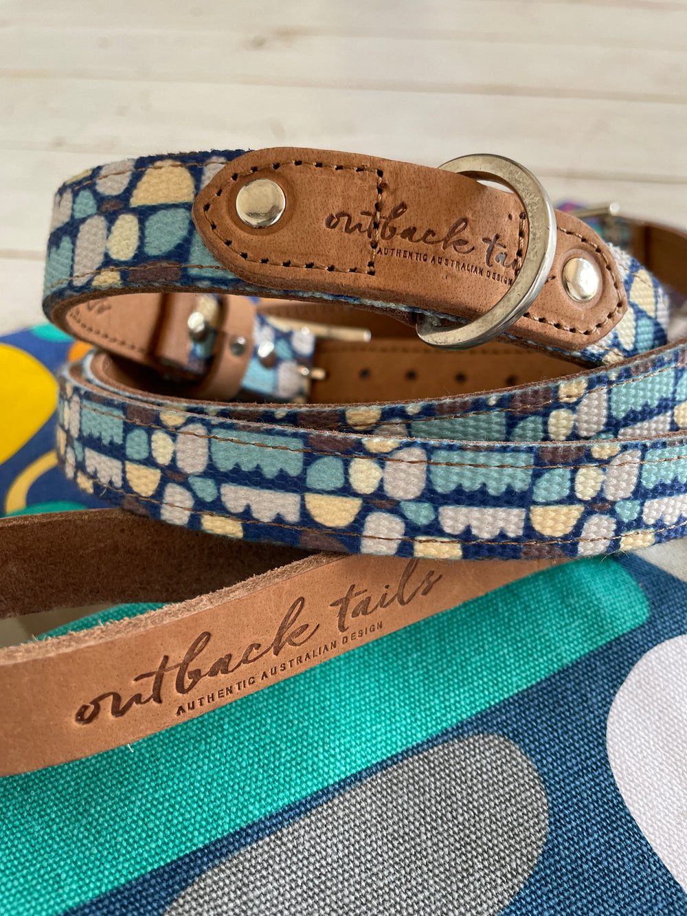 Leather Dog Lead - Puli Puli Blue