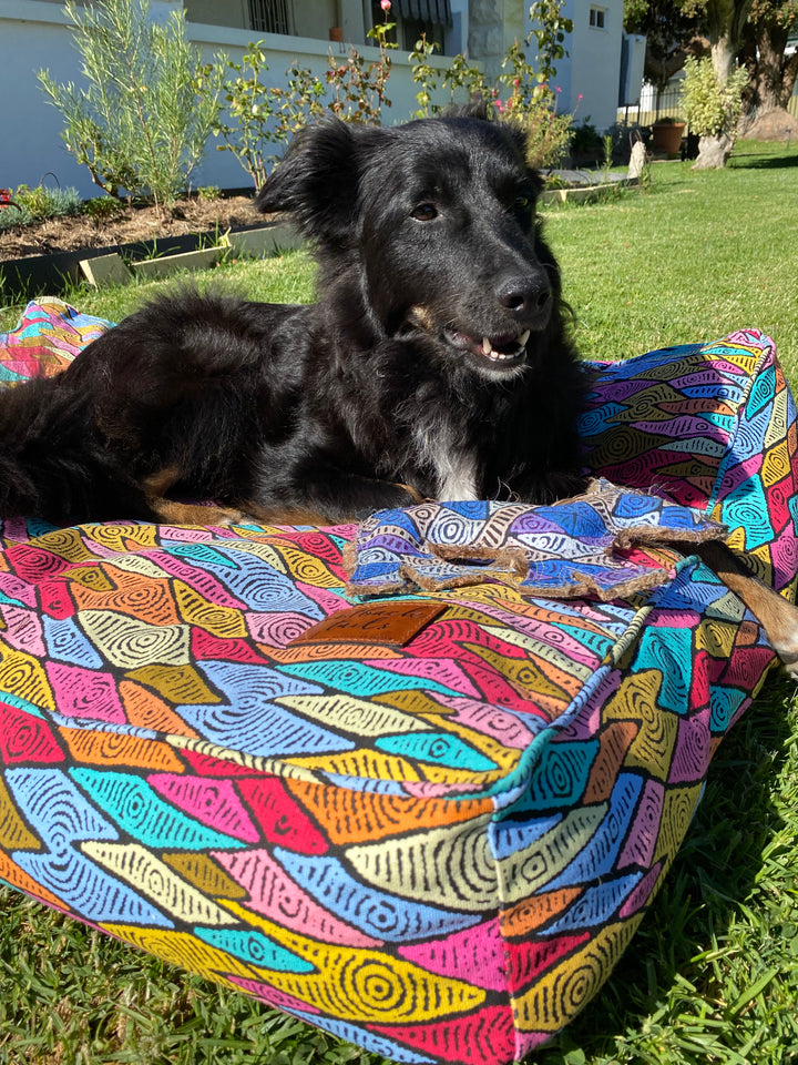 Rectangular Dog Bed - Sand Dunes (recycled poly stuffing)