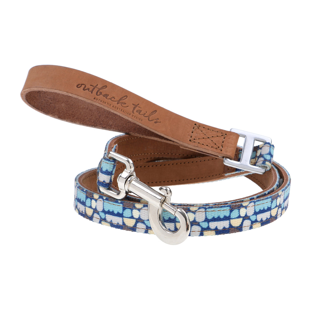 Leather Dog Lead - Puli Puli Blue