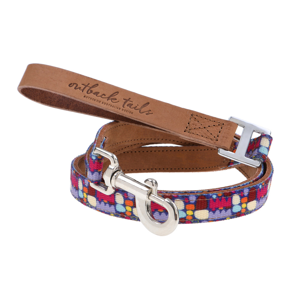 Leather Dog Lead - Puli Puli Colourful