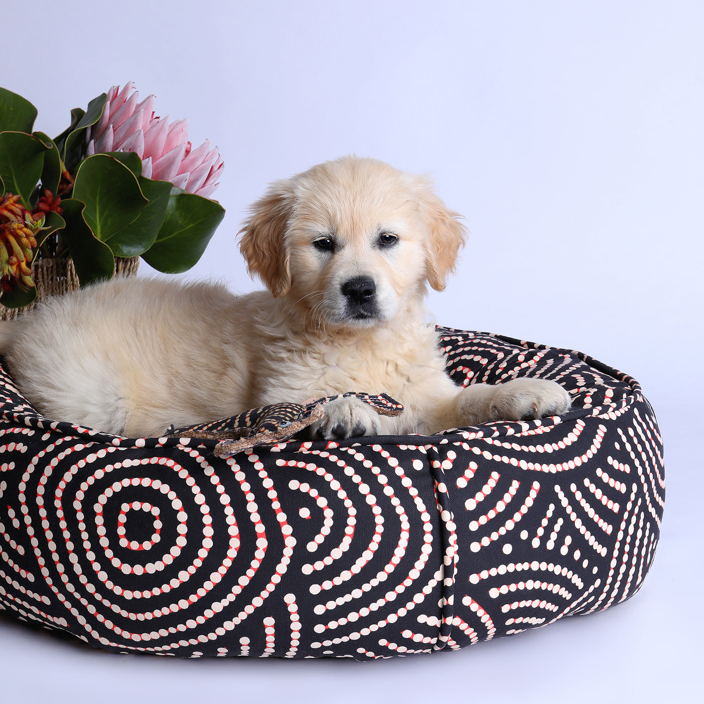Round Therapeutic Dog Bed - Fire Country Dreaming