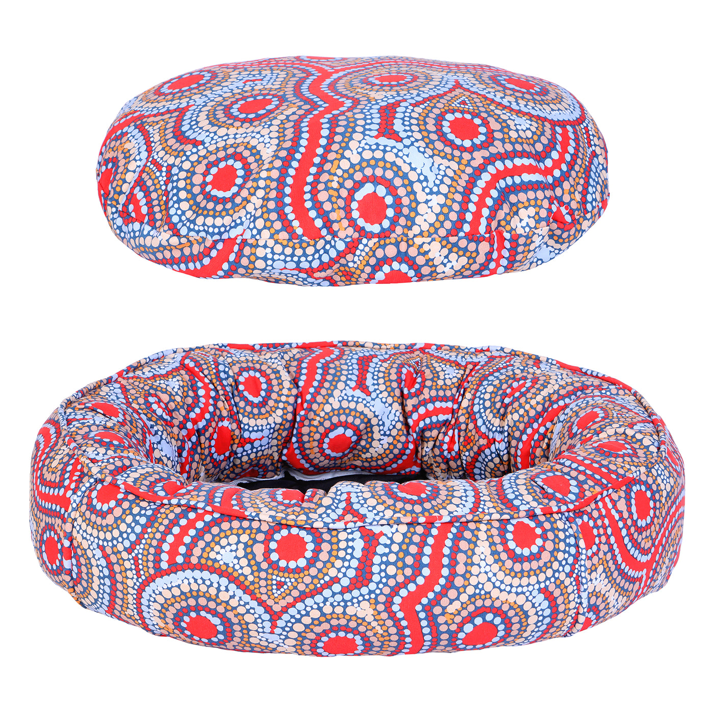 Round Therapeutic Dog Bed - Snake Dreaming