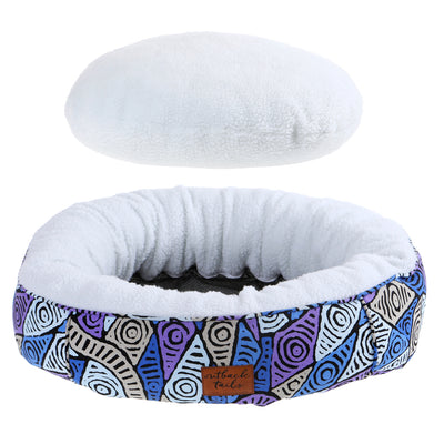 Fleecy Round Dog Bed - Salt Lakes