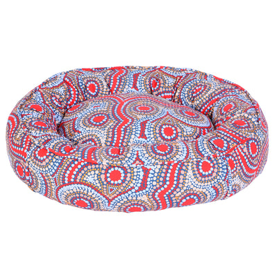 Round Therapeutic Dog Bed - Snake Dreaming