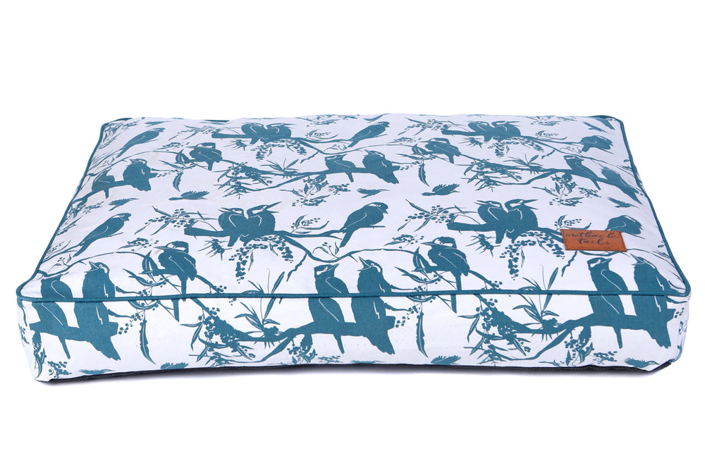 Rectangular Dog Bed - Kookaburras  (recycled poly stuffing)